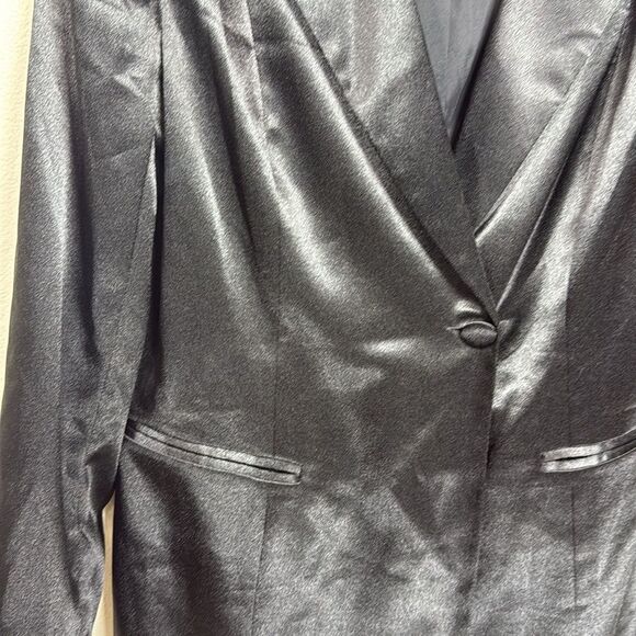 (R1) Aidan Mattox Satin Tuxedo Mini Dress, Size L - Picture 11 of 16